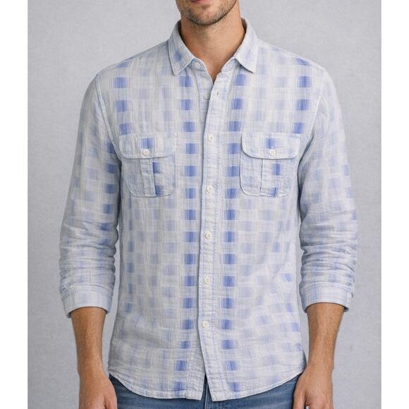 Carbon2Cobalt Other - Carbon 2 Cobalt Blue White 100% Cotton Plaid Button Down Shirt Men’s Medium
